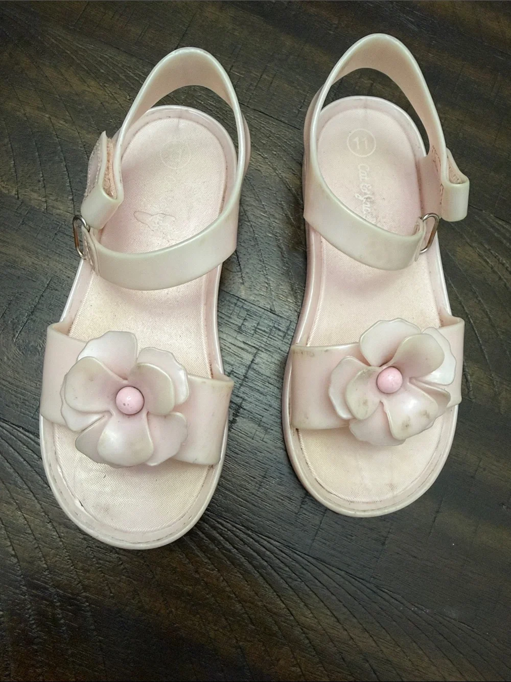 Cat & Jack Light Pink Flower Strap Sandals for Kids